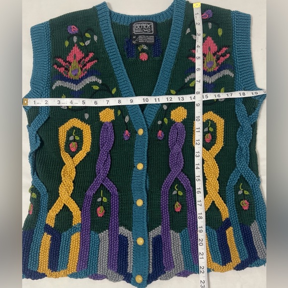 Vintage 1992 Berek Knit Pima Cotton Folk Art Cottage Core Sweater Teacher Vest - Picture 3 of 4